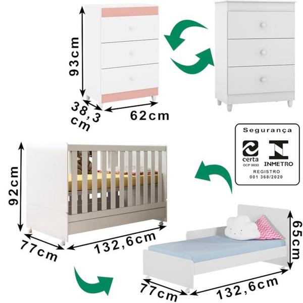 Imagem de Berço Mini Cama 2 em 1 e Comoda Encanter Branco PLLA