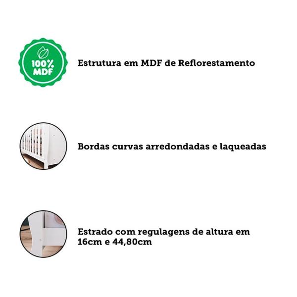 Berço Mini Cama 3 em 1 Americano 100% MDF Cocada - Espresso Móveis Imagem de Berço Mini Cama 3 em 1 Americano 100% MDF Cocada