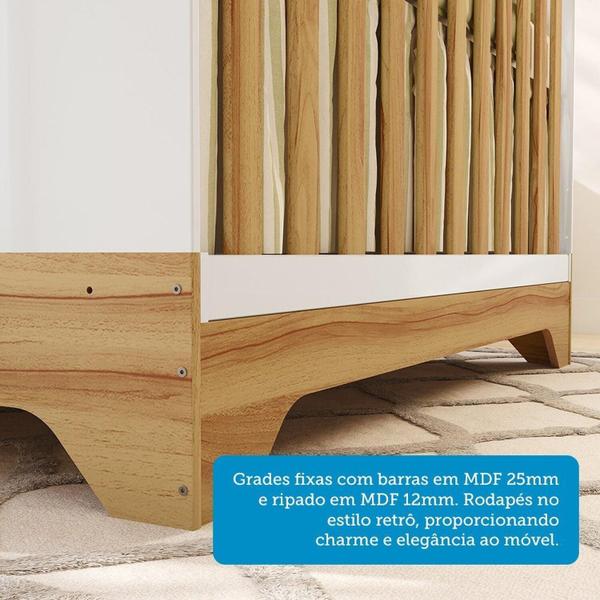 Imagem de Berço Mini Cama 3 em 1 Americano 100% Mdf Liam Retrô Espresso Móveis Branco Brilho/Amêndoa