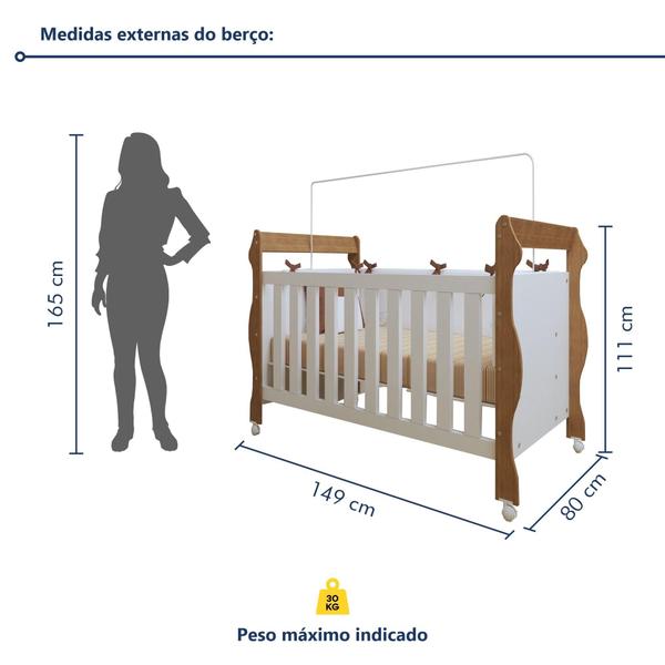 Imagem de Berço Mini Cama 3 em 1 Soninho 100% MDF Amadeirado