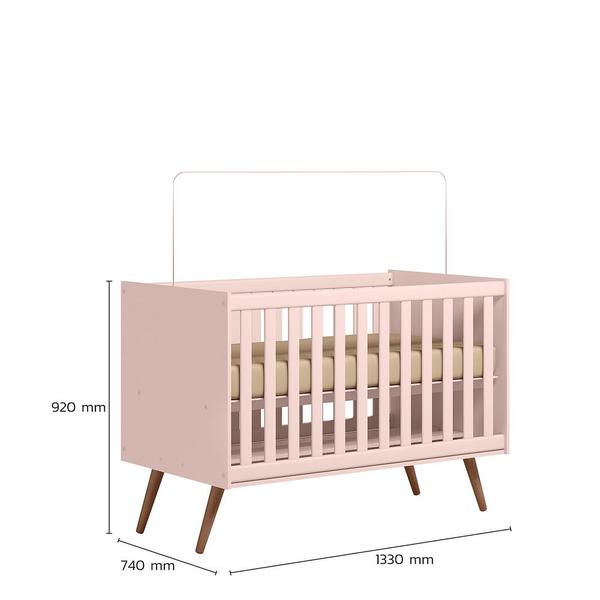 Imagem de Berço Mini Cama 3820 com Colchão e Cômoda 3825 Retrô Rosa Qmovi