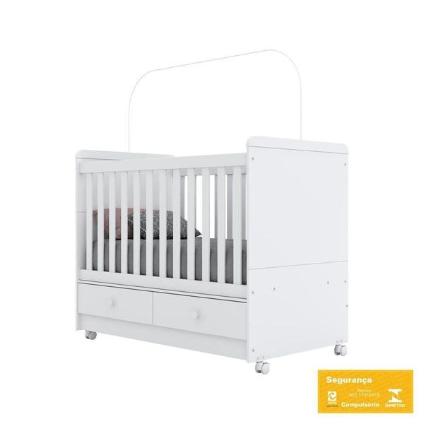 Imagem de Berco Mini Cama 3Em1 2 Gavetas Aquarela Henn Branco Cristal