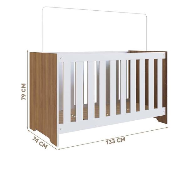 Imagem de Berço Mini Cama Americano 3 Em 1 Com Colchão 60cm x 130cm Nogal Manchester Com Branco Vayne Shop Jm