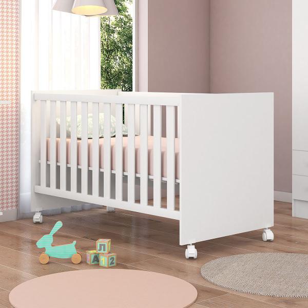 Imagem de Berço Mini Cama Americano Doce Sonho Branco com Rodízio para Quarto Infantil - Q Movi