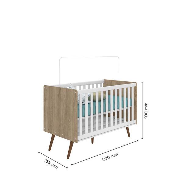 Berço Mini Cama Americano Retrô Carvalho/Branco - Qmovi Imagem de Berço Mini Cama Americano Retrô Carvalho/Branco - Qmovi
