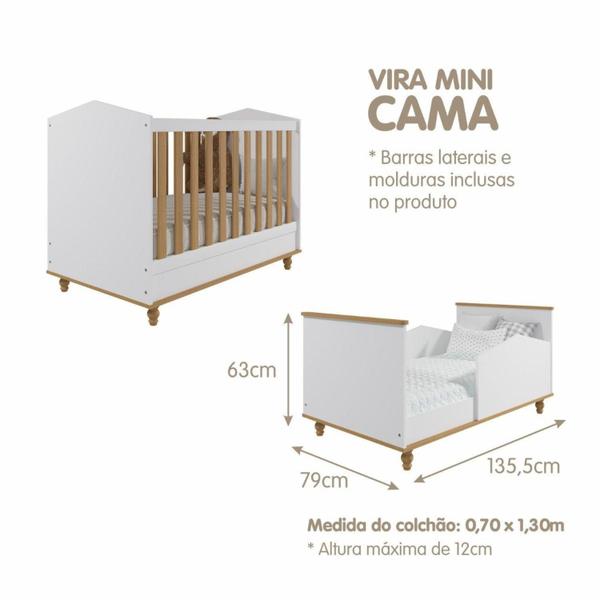 Imagem de Berço Mini Cama Bala de Goma Espresso Móveis Branco/Nature