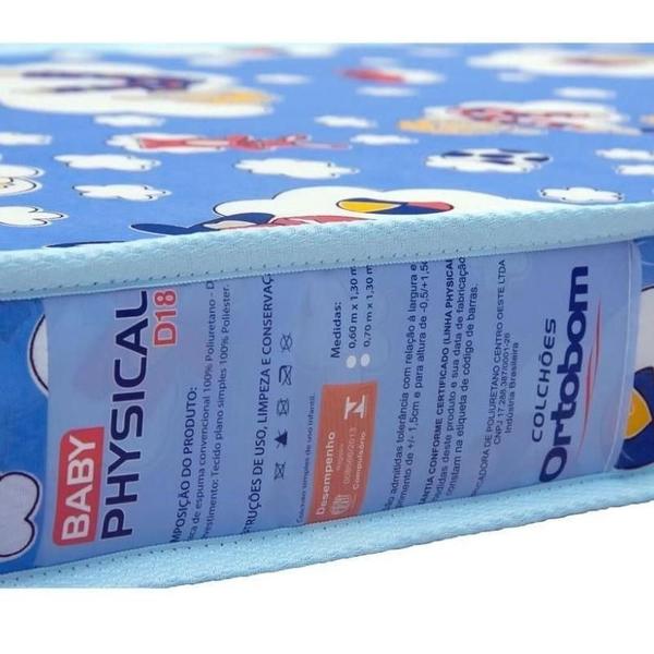 Imagem de Berço Mini Cama Classic Azul Fosco Pés Amadeirado com Colchão D18 - Reller Móveis