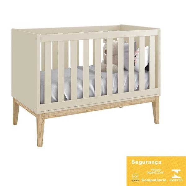 Imagem de Berço Mini Cama Classic Pés Madeira Natural com Colchão D18 - Reller Móveis