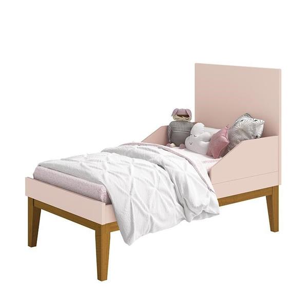 Imagem de Berço Mini Cama Classic Rosa Fosco com Pés Amadeirado - Reller Móveis