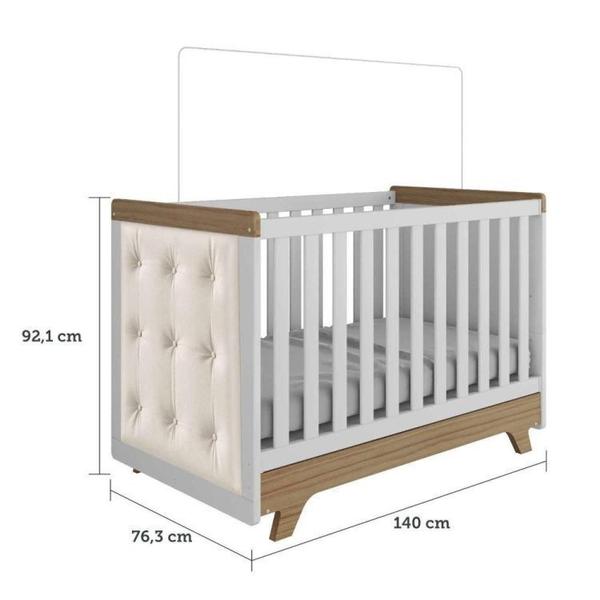 Imagem de Berço Mini Cama com Capitône Retrô 100% MDF Móveis Peroba Branco/Carvalho/material sintético Bege