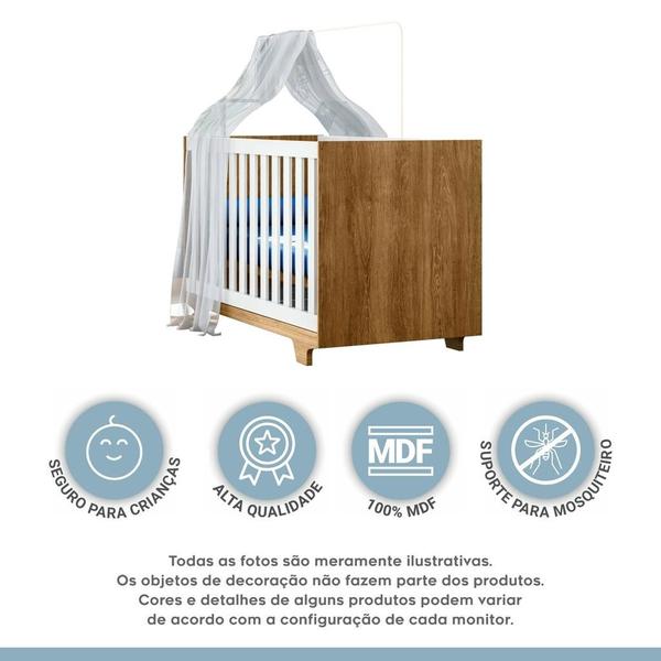 Imagem de Berço Mini Cama com Colchão Life Tigus Baby Branco Madeirado Ypê