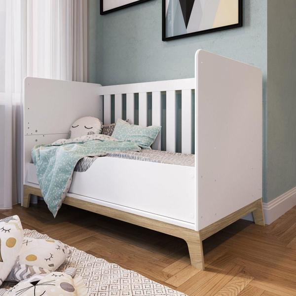 Imagem de Berço Mini Cama Favo de Mel c/ Colchão e Regulagem de Altura - Branco