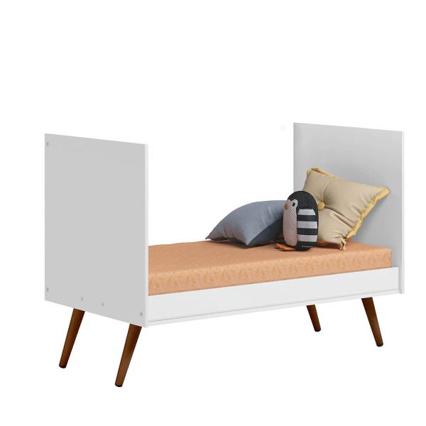 Imagem de Berço Mini Cama Infantil Q Charm 70cm Com Rodízios e Mosqueteiro -Branco Branco Acetinado - ÉdeCasaMóveis