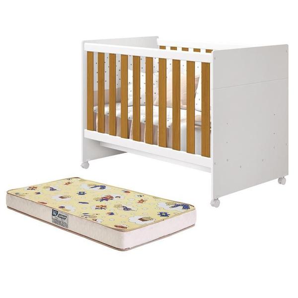 Imagem de Berço Mini Cama Katatau Flex Branco/Savana com Colchão D18 de 10cm - Reller Móveis