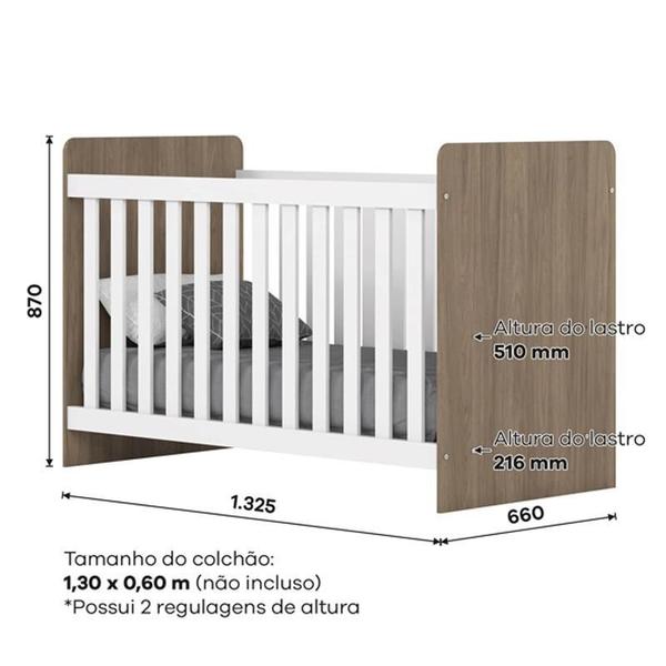Berço Mini Cama Labirinto Rústico/Branco - Henn Imagem de Berço Mini Cama Labirinto Rústico/Branco - Henn