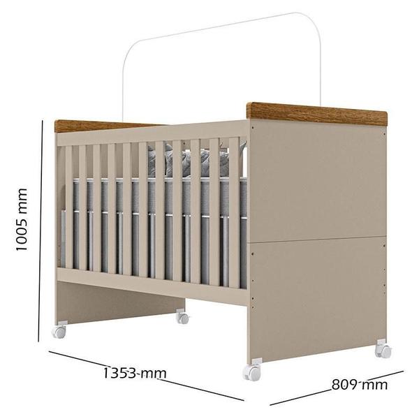 Imagem de Berço Mini Cama Lívia com Guarda Roupa Infantil Emilly 3 Portas Off White Carvalho - Canaã