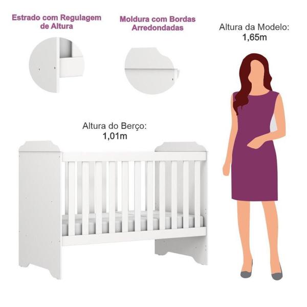 Imagem de Berço Mini Cama Mel Carolina Baby Branco Brilho