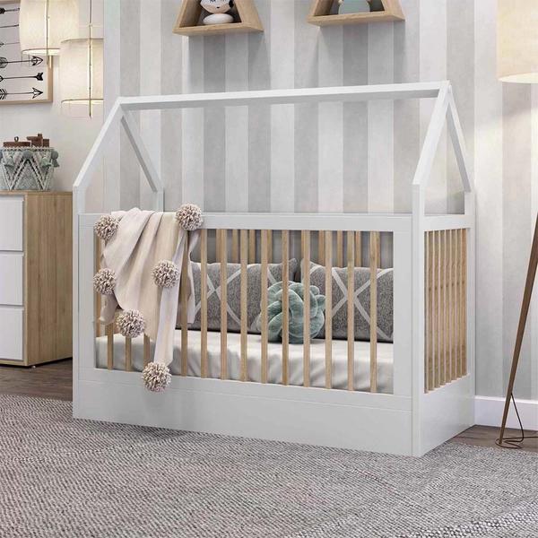 Imagem de Berço Mini Cama Montessoriana Wood Branco e Carvalho