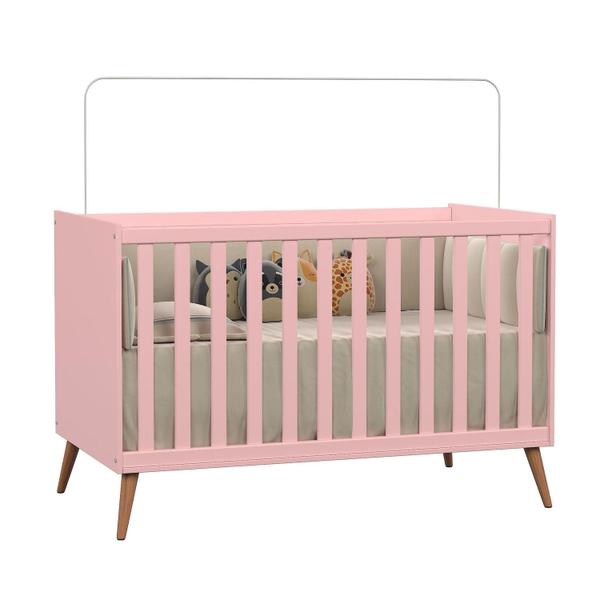 Imagem de Berço Mini Cama Montessoriano Americano Retrô Para Quarto De Bebê Menino E Menina Com Grade De Proteção Removível E Colchão Infantil 