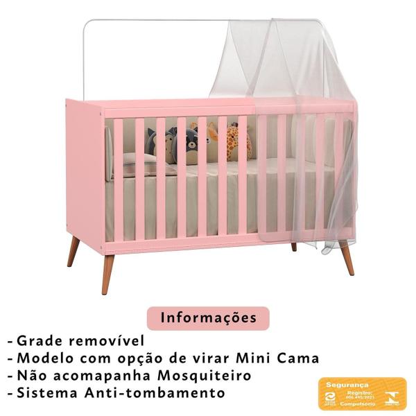 Imagem de Berço Mini Cama Montessoriano Americano Retrô Para Quarto De Bebê Menino E Menina Com Grade De Proteção Removível E Colchão Infantil 