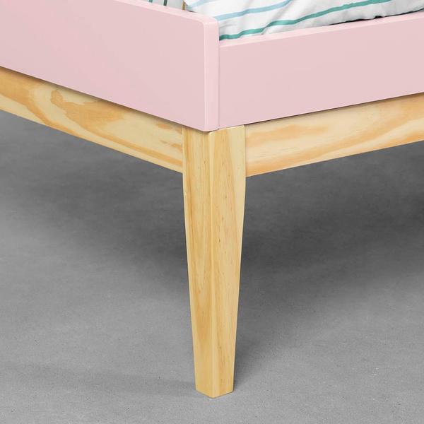 Imagem de Berço Mini Cama Noah Square com Pés em Madeira Natural - Rosa