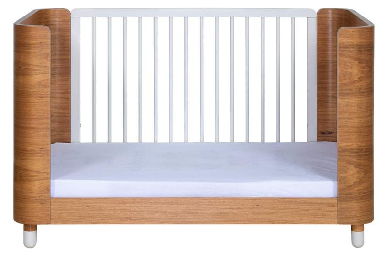 Imagem de Berço/mini cama pé de meia madeira louro freijó com grades brancas + colchão incluso