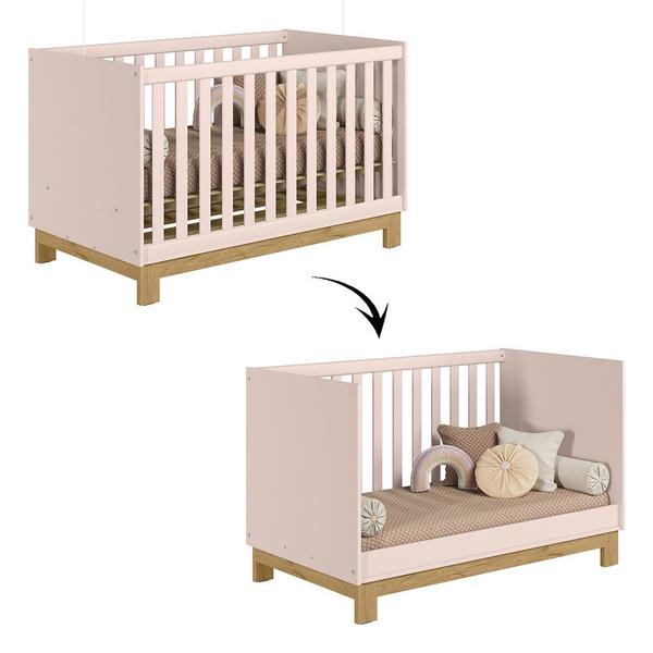 Imagem de Berço Mini Cama Qencanto Slim 4315 Qmovi Rosa Acetinado + Colchão Ortobom