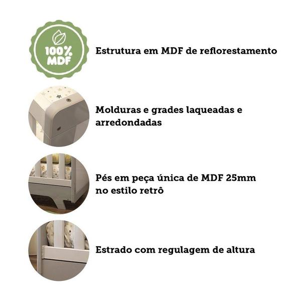 Imagem de Berço Mini Cama Retrô Móveis Peroba Branco Brilho/Cinza