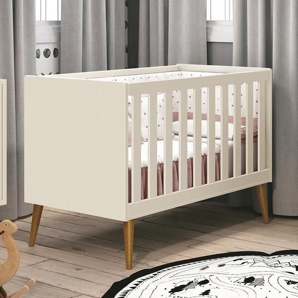 Imagem de Berço Mini Cama Theo Retrô com Pés Amadeirado e Colchão D18 - Reller Móveis