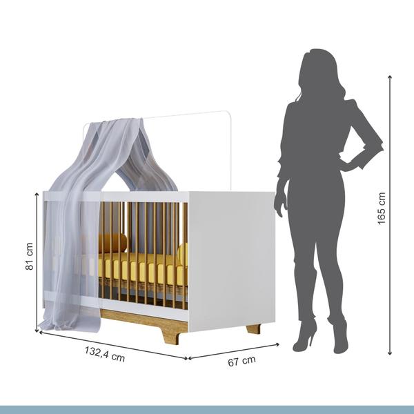 Imagem de Berço minicama Flocos Branco e Madeirado Ypê