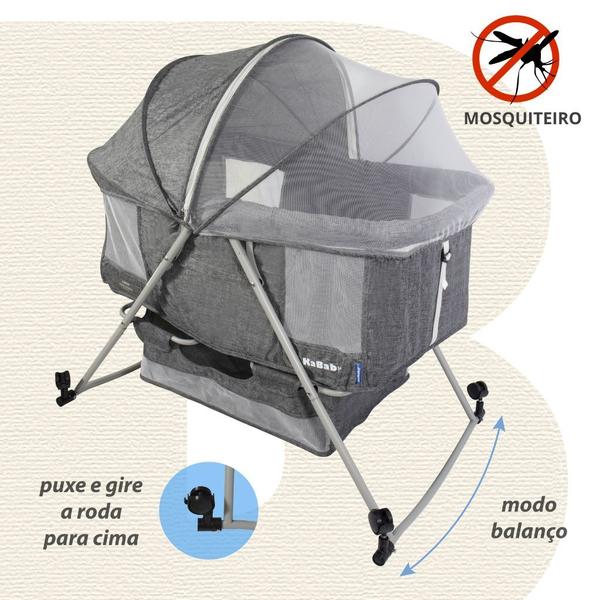 Imagem de Berço Moisés Portátil Balanço Mosquiteiro e Cesto Até 9kg