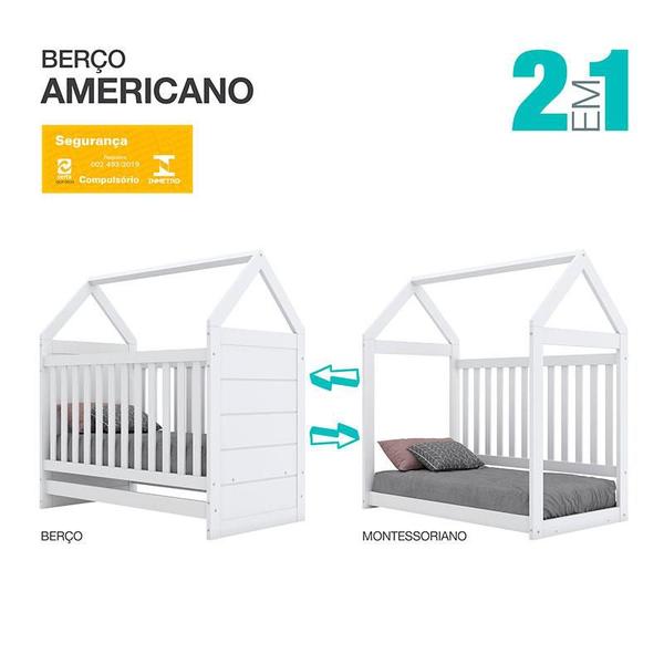 Imagem de Berço Montessoriano Americano Branco com Colchão Gazin  Henn