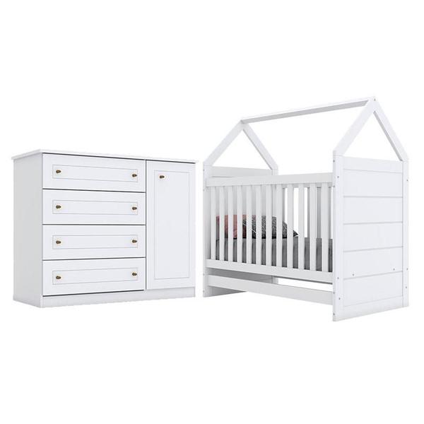 Imagem de Berço Montessoriano Americano e Cômoda Infantil Mississipi Branco HP  Henn