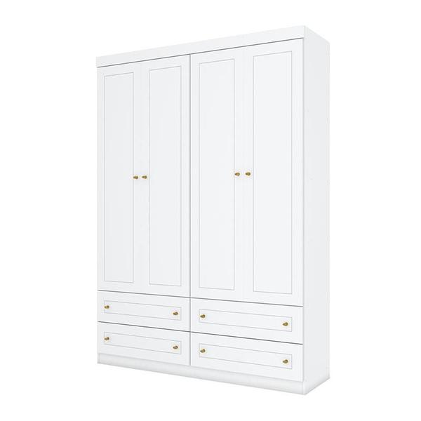 Imagem de Berço Montessoriano e Guarda Roupa Infantil Americano 4 Portas Branco com Colchão Gazin - Henn