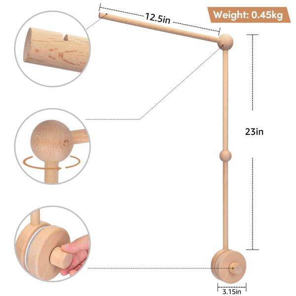 Imagem de Berço móvel Fcesuk Wooden Rotating 84 cm Natural Beech Wow