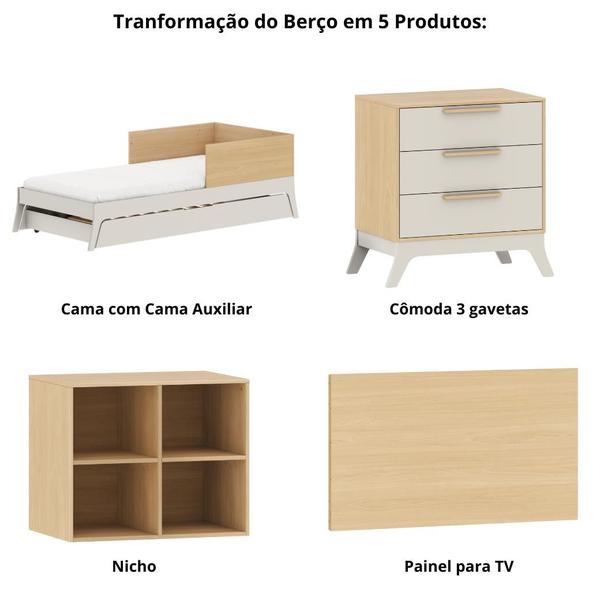 Imagem de Berço Multifuncional 5 Em 1 Grow Up Branco com Carvalho - Quater