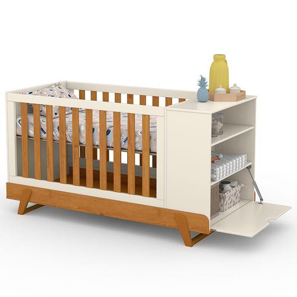 Imagem de Berço Multifuncional Bkids com Cômoda Infantil Gold Freijó Off White Eco Wood  Matic