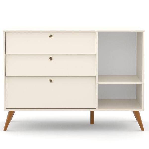 Imagem de Berço Multifuncional Bkids com Cômoda Infantil Gold Off White Freijó Eco Wood  Matic