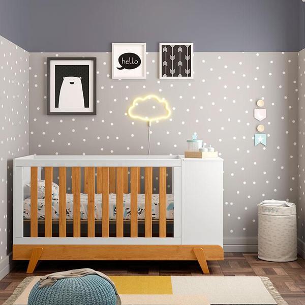 Imagem de Berço Multifuncional Bkids e Cômoda Infantil Retro Clean 1 Porta Branco Freijó Eco Wood - Matic