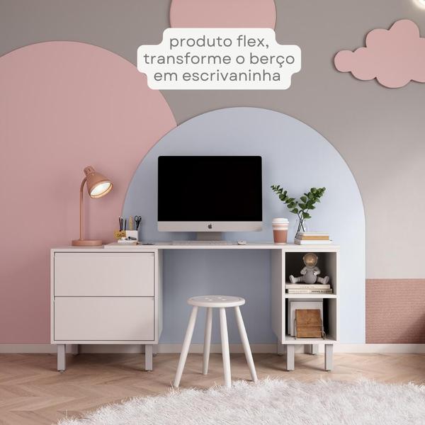 Imagem de Berço Multifuncional com Cama Auxiliar Cômoda 2 Gavetas 2 Nichos Regulagem de Estrado Sol e Mar Accesso Móbile