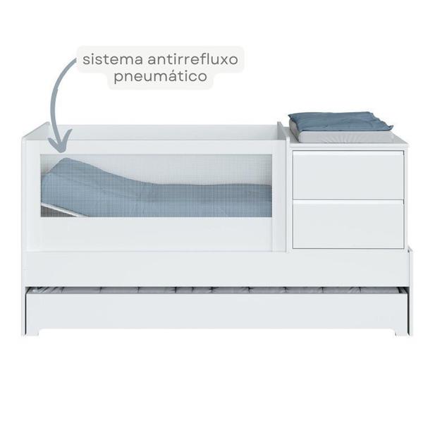 Imagem de Berço Multifuncional com Cama Auxiliar Sol e Mar com Colchão e Comoda Branco