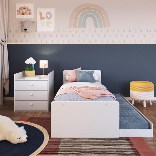 Berço Multifuncional com Cômoda e Vira Bicama- Branco - Quarto de