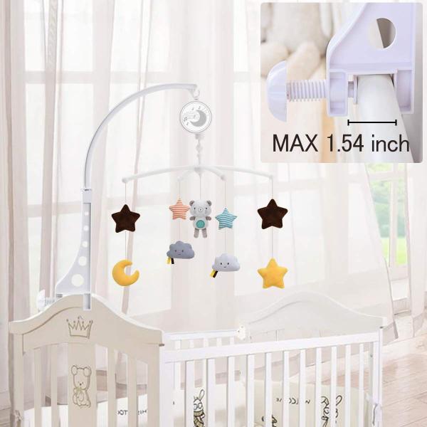 Imagem de Berço musical do bebê móvel com brinquedos rotativos suspensos, decoração da cama infantil para meninos e meninas recém-nascidos