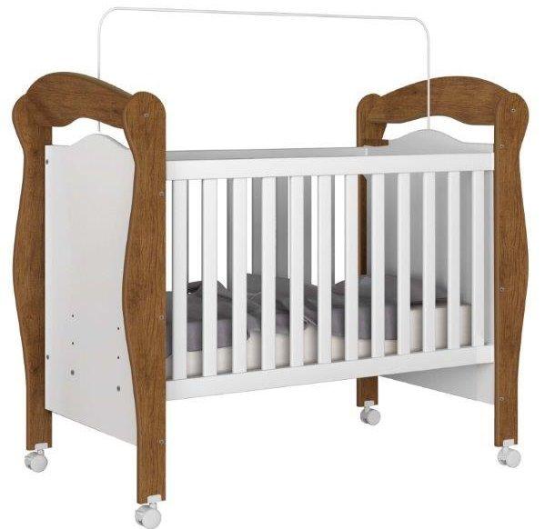 Imagem de Berço padrão americano Infantil PIMP Com Design Moderno Pés com Rodízios Cor Demolição / Branco ultimas Unidades 100% MDF com certificado