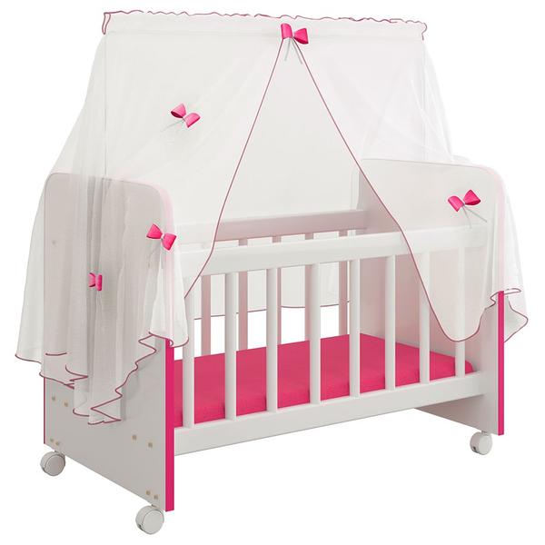 Imagem de Berço Para Boneca Magia C02 Brinquedo Infantil Branco Rosa - Lyam Decor