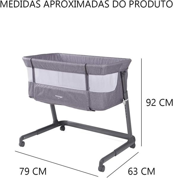 Imagem de Berço Portátil Acoplável Co-bed Link Cinza Mescla - Voyage