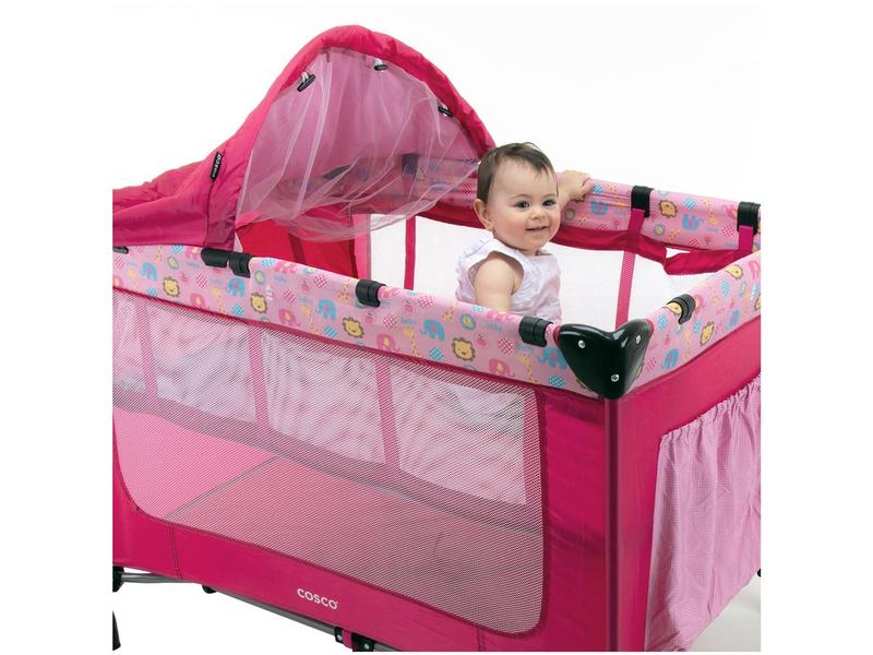 Berço Portátil Cosco Kids Happy - 2 Níveis de Altura 0 a 15kg Imagem de Berço Portátil Cosco Kids Happy