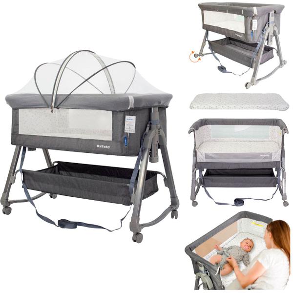 Berço Portátil Moises Co-bed Com Balanço Mosquiteiro e Cesto Cinza - Kababy