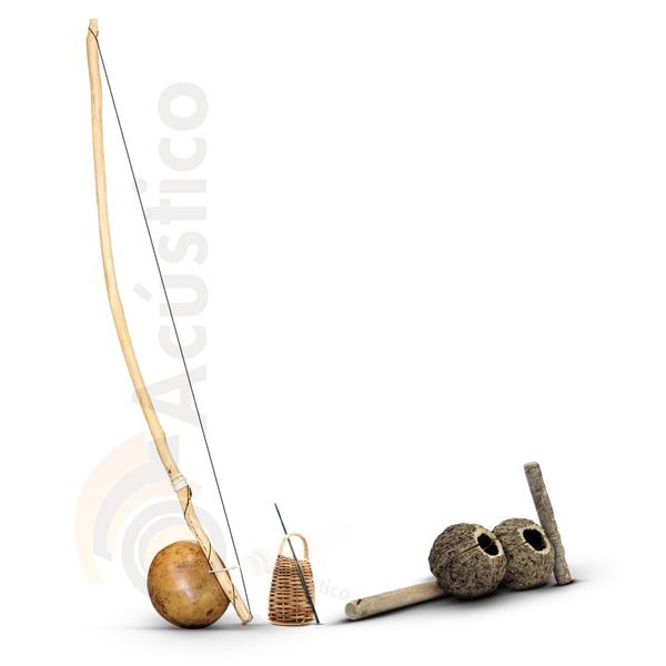 Imagem de Berimbau Biriba Original Baqueta Caxixi + Agogô de Castanha