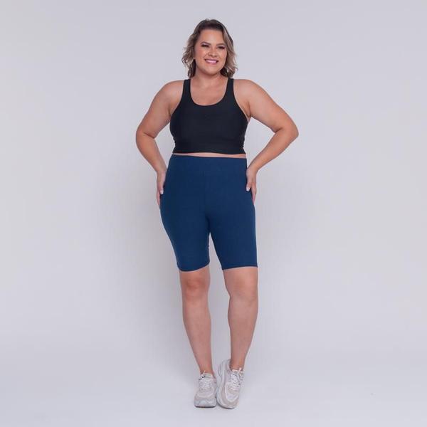 Imagem de Bermuda Academia Plus Size Cotton Azul Marinho